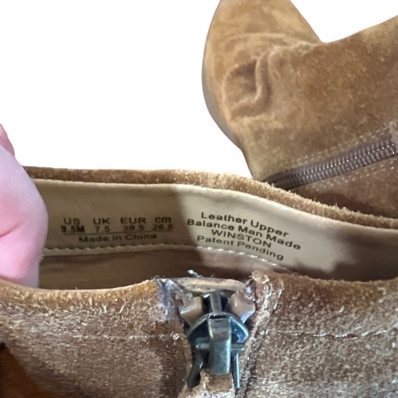 Franco Sarto Wedge Booties Womens 9.5 Chestnut Brown Suede Leather Fall Shoe - Picture 9 of 9